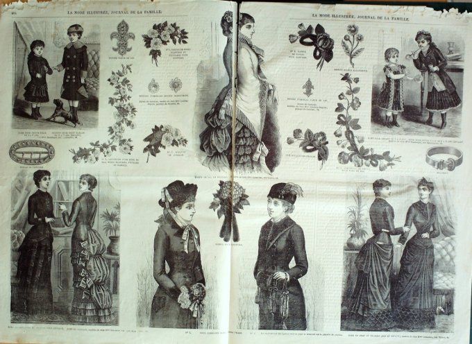 Journal Mode illustrée 1881 # 51 Pelisse en Damas & robes