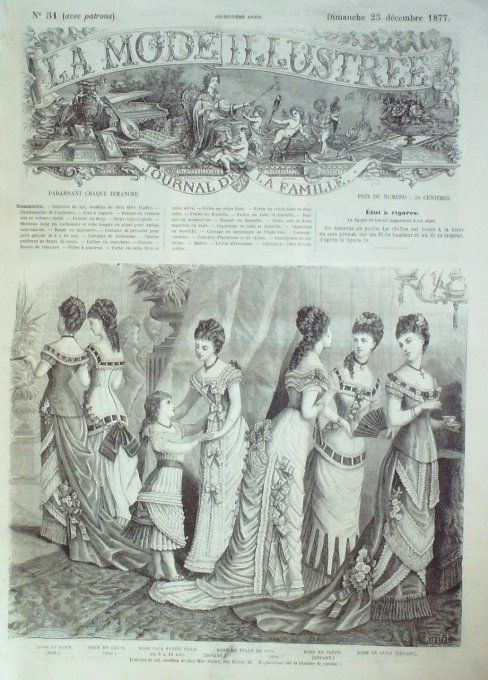 Journal Mode illustrée 1877 # 51 Robes satin& crêpe                              