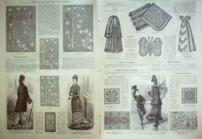 Journal Mode illustrée 1877 # 51 Robes satin& crêpe                              