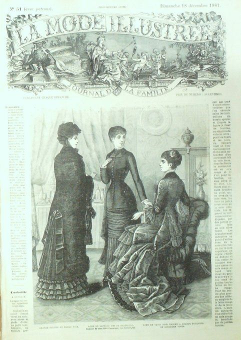 Journal Mode illustrée 1881 # 51 Pelisse en Damas & robes