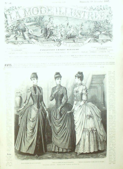 Journal Mode illustrée 1887 # 51 Robes en Pékin & mousseline