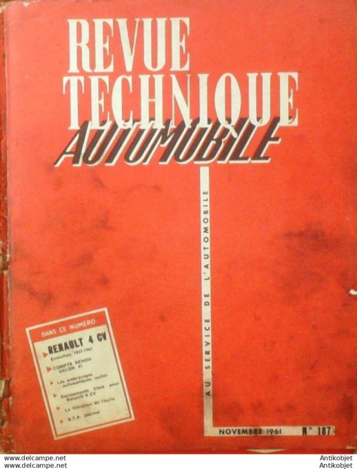 Revue Technique Automobile Renault 4cv équipements Cibié Salon Francfort 187#1961