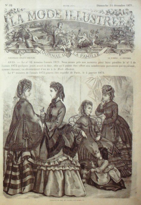 Journal Mode illustrée 1871 # 52 Toilettes d'intérieur