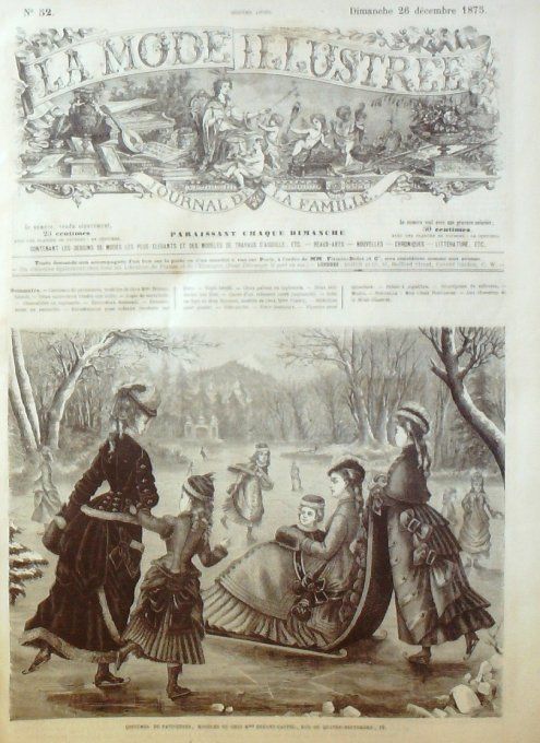 Journal Mode illustrée 1875 # 52 Costumes de patineuses