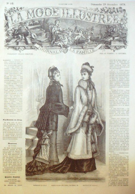 Journal Mode illustrée 1878 # 52 Pardessus en drap manteau de voiture