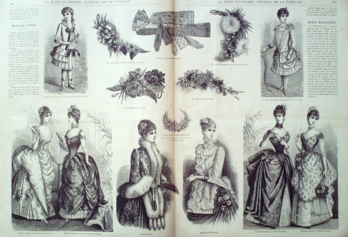 Journal Mode illustrée 1885 # 52 Robes en Moire & drap