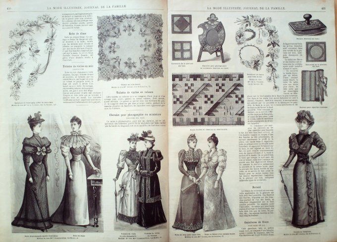 Journal Mode illustrée 1892 # 52 Robe de promenade chapeau Marquis