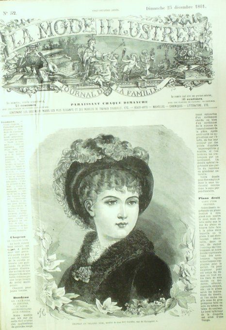 Journal Mode illustrée 1881 # 52 Chapeau velours 