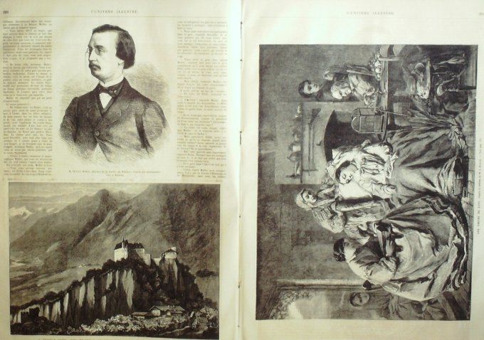 L'Univers illustré 1866 # 530 Allemagne Mayence Gutenberg Tyrol Méran Jules Bara   