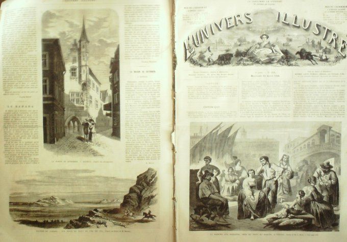 L'Univers illustré 1866 # 530 Allemagne Mayence Gutenberg Tyrol Méran Jules Bara   