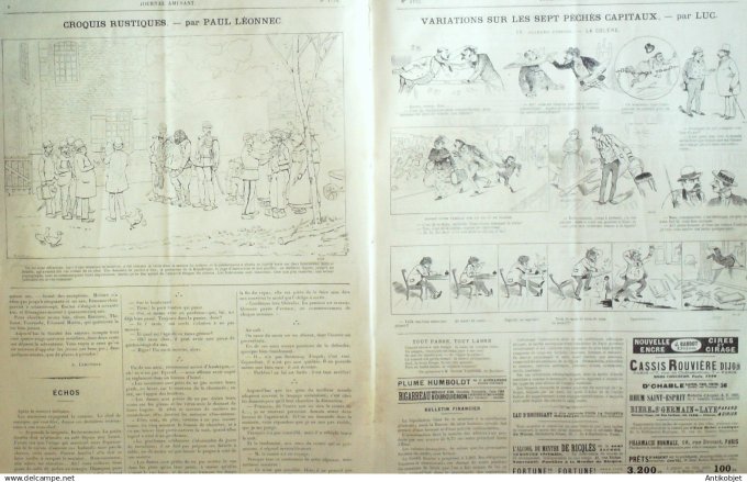 Le Journal Amusant 1890 n°1773 A la mer pêch és capitaux la Colère chasse ¨à  l''Izard