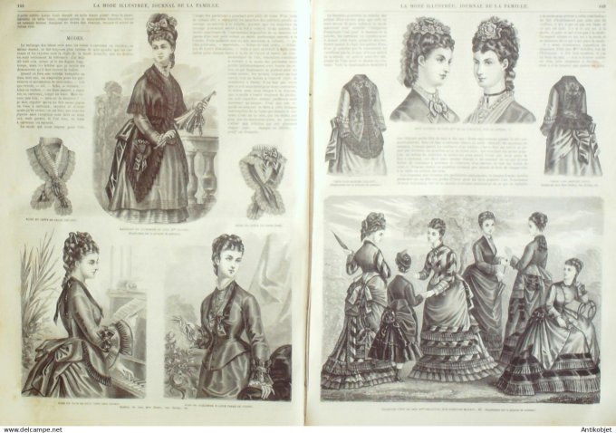 La Mode illustrée journal + gravure associée 1875 # 19