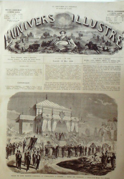 L'Univers illustré 1866 # 538 Auxerre (89) Vignerons Canon Krupp Madagascar Aye-Aye 