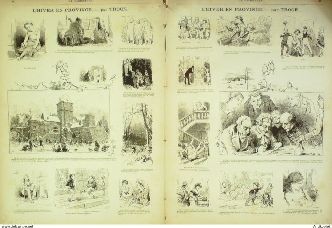 La Caricature 1881 n°  59 L'hiver en province Trock Victoires de Bezucheux de la Fricotière Robida D