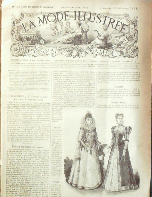 Journal Mode illustrée 1893 # 53 Costumes du XVIème S