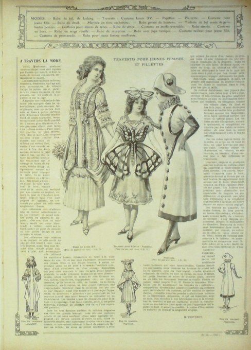 Journal Mode illustrée 1911 # 53 Travestis jeunes filles