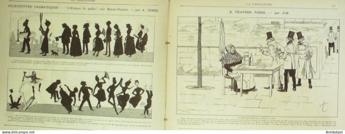 La Caricature 1885 n°311 Soir de première Job Sorel Henri Pagat Loys Gino