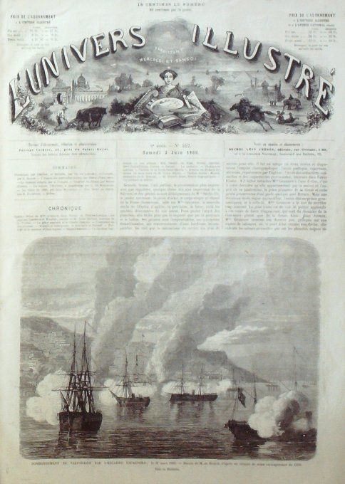 L'Univers illustré 1866 # 542 Chili Valparaiso Ausbourg Japon Kanagawa Inde Calcutta Gholaum-Mahomed