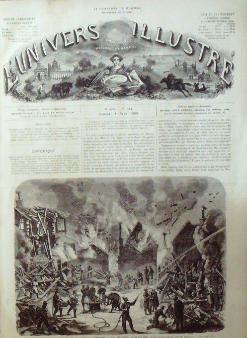 L'Univers illustré 1866 # 544 Suède Chevrière Guatemala Antigua Villette explosion