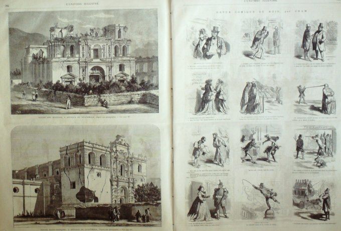 L'Univers illustré 1866 # 544 Suède Chevrière Guatemala Antigua Villette explosion