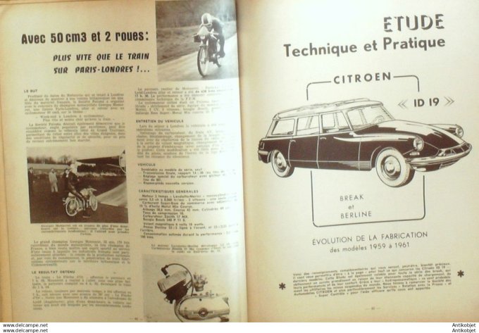 Revue Technique Automobile Citroën Id 19 Peugeot D4B écurie Edger 177#1961