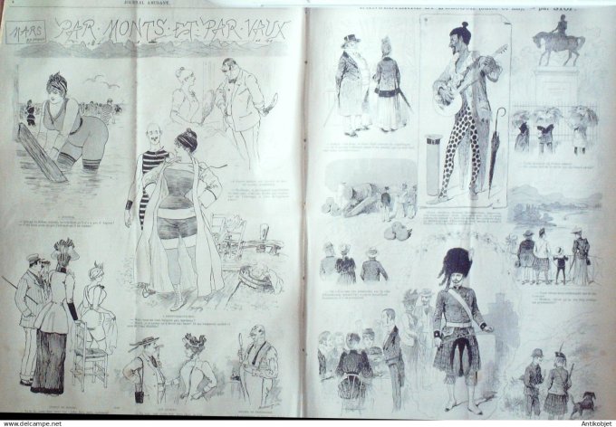 Le Journal Amusant 1891 n°1827 Nos Chasseurs Angleterre et l'Ecosse le costume de bain