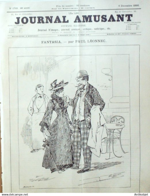 Le Journal Amusant 1890 n°1788 Fantasia carnet de reporter Papotages idiots ma cousine