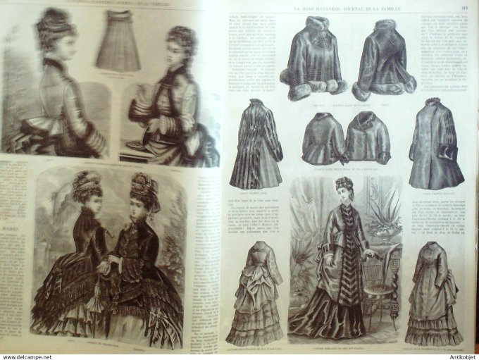 La Mode illustrée journal + gravure associée 1874 # 40