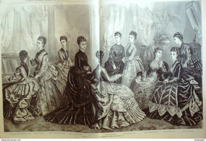 La Mode illustrée journal + gravure associée 1874 # 40