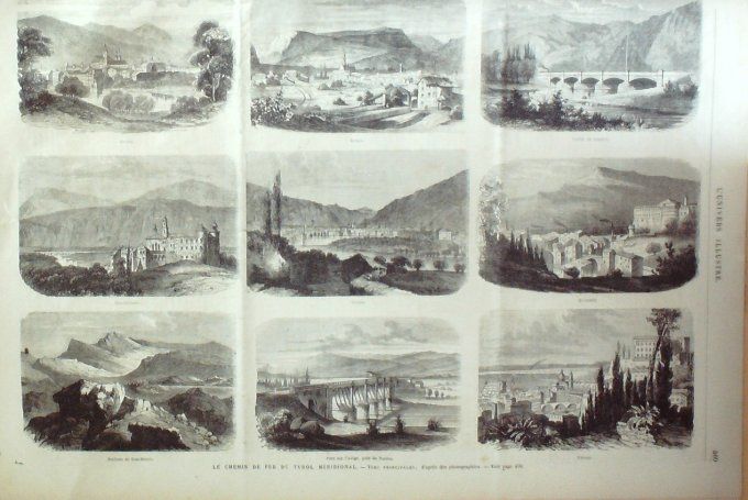 L'Univers illustré 1866 # 557 Argenteuil (95)  Italie Fiesole Florence Tyrol Ch.de fer Allemagne D  