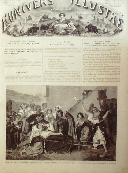 L'Univers illustré 1866 # 559 Hongrie Bucarest Hohenzollers Moravie Thaya Halage Great-Eastern