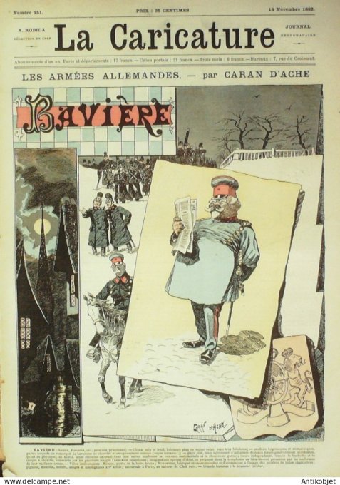 La Caricature 1882 n°151 Armées Allemandes Bavière Caran d'Ache Loys Trock