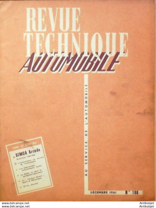 Revue Technique Automobile Simca Aronde salons Londres Turin Paris 188#1961