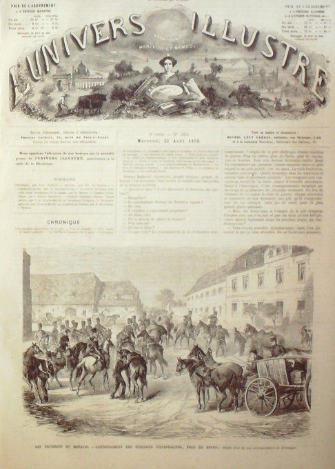 L'Univers illustré 1866 # 565 Moravie Brunn Hussards Westphaliens Italie Ancone Trente Suisse Furka