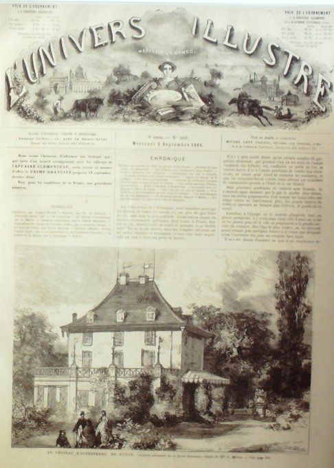 L'Univers illustré 1866 # 569 Suisse Arenenberg Inde pays de Courg Mergara