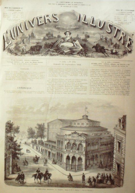 L'Univers illustré 1866 # 572 Gilbratar Venise Haïti port de Jacmel Passy Théâtre Rossini