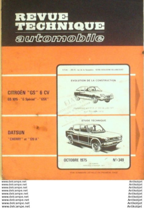 Revue Technique Automobile Datsun Cherry Citroën GS 6cv  #349