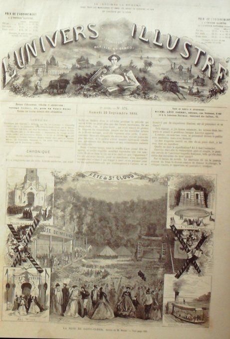 L'Univers illustré 1866 # 574 St-Cloud (92) Ecosse Wagon Roi D'Egypte Yacht Marroussch  