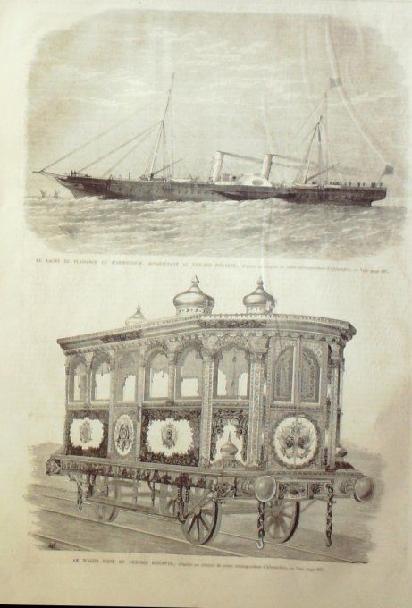 L'Univers illustré 1866 # 574 St-Cloud (92) Ecosse Wagon Roi D'Egypte Yacht Marroussch  