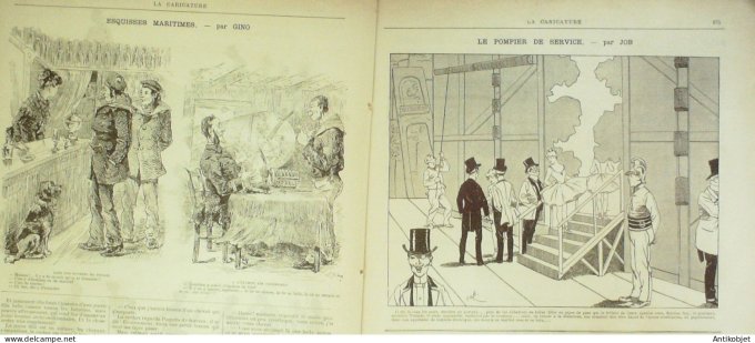 La Caricature 1885 n°308 Jeune Toto Robida Doctoresse Sorel Pompier Job Gino