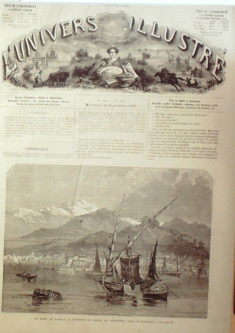 L'Univers illustré 1866 # 575 Grèce Pathas port Corinthe Allemagne Cobourg Vincennes ferme Impérial 