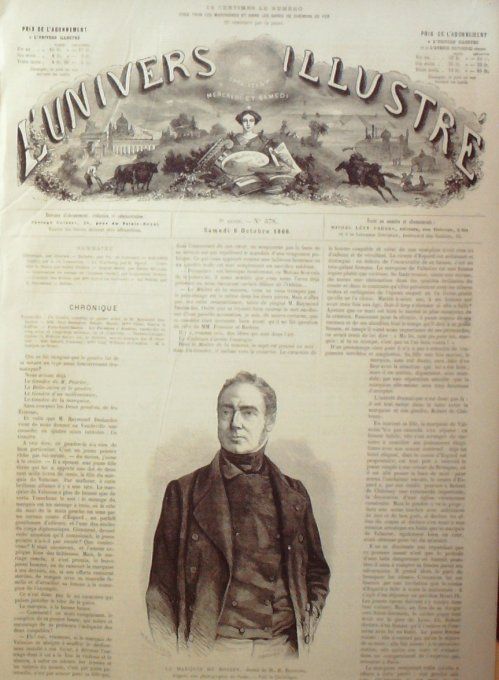 L'Univers illustré 1866 # 578 Allemagne Wartburg Thuringue Londres Régent street 