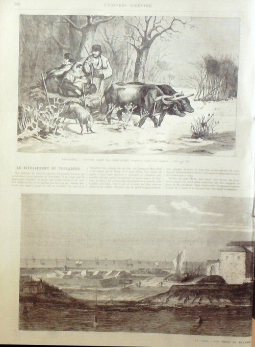 L'Univers illustré 1866 # 589 Roumanie Printemps Hiver en campagne Italie Mallamocco Lido