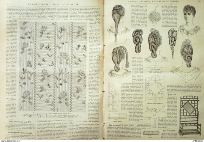 La Mode illustrée journal + gravure associée 1890 # 22