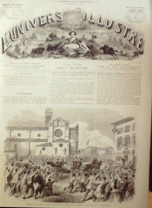 L'Univers illustré 1866 # 594 Italie Florence Venise Allemagne Brème maison de Marchands 