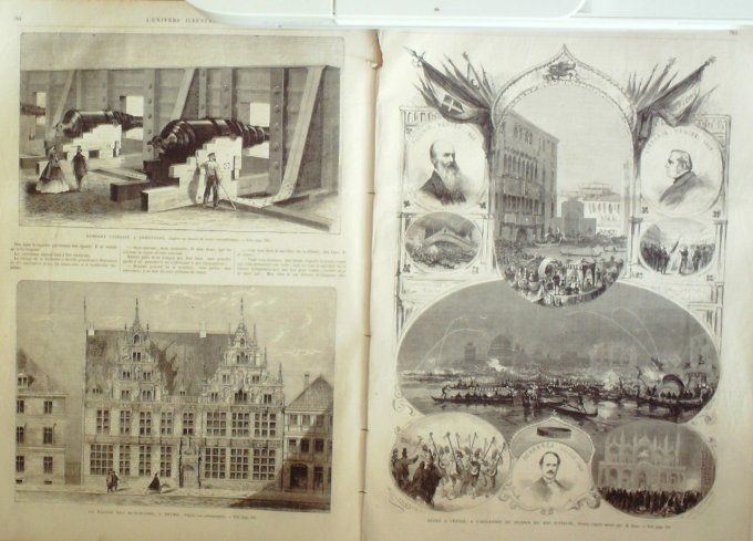 L'Univers illustré 1866 # 594 Italie Florence Venise Allemagne Brème maison de Marchands 