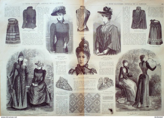 La Mode illustrée journal + gravure associée 1890 # 36