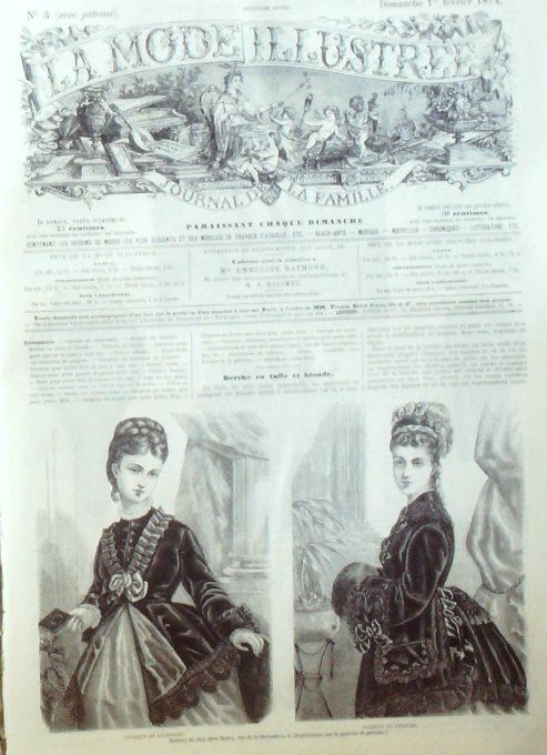 Journal Mode illustrée 1874 #  5 Casaque en cachemire & paletot