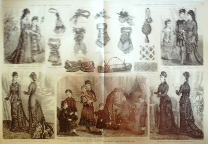 Journal Mode illustrée 1878 #  5 Robes en satin & crêpe