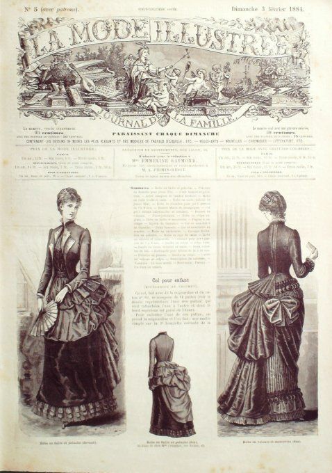 Journal Mode illustrée 1884 #  5 Robes en faille & velours